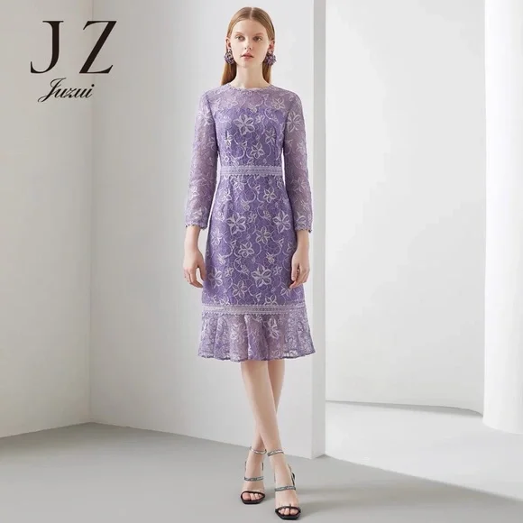 juzui | Dresses | Lace Midi Dress Purple Medium Size Size Details 96802 Cm  | Poshmark